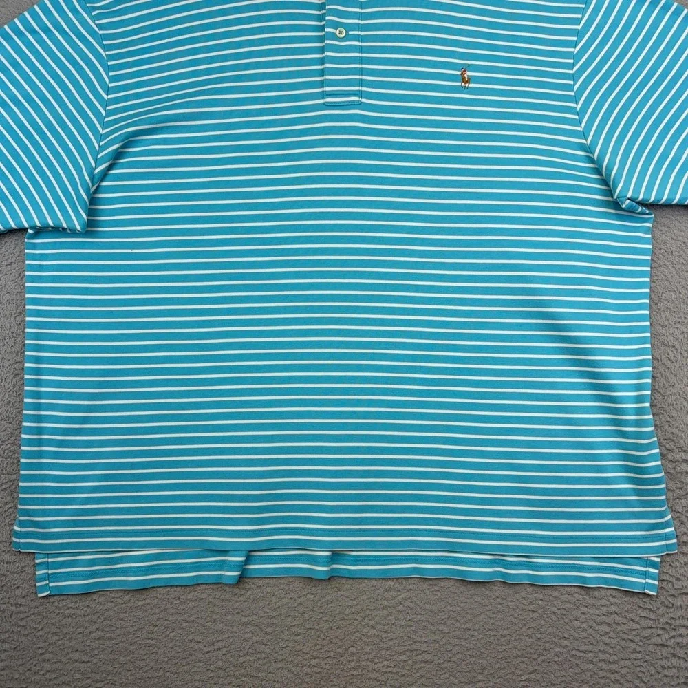 Polo By Ralph Lauren Polo Shirt Mens Big 3X Blue Striped Short Sleeve Cotton